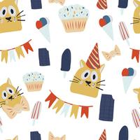 Alles- Gute zum Geburtstaggrußkarten mit Katzendesign vektor