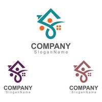 Haus und Menschen Logo Design Inspiration Bildvorlage Design Vektor