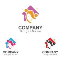 Haus und Menschen Logo Design Inspiration Bildvorlage Design Vektor