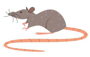 vektor illustration av en grå råtta i platt stil