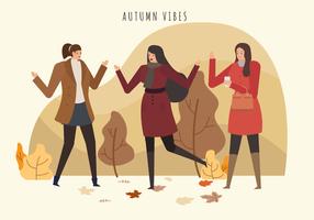 Moderner Autumn Woman Outfits Vector Illustration