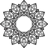 söt lineart blomma indiska mönster svart och vitt kalejdoskop vektor