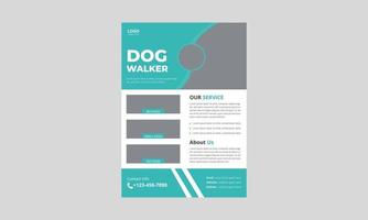 design av flygblad för hundavluftare. hund promenader service affisch broschyr formgivningsmall. A4-mall, broschyrdesign, omslag, flygblad, affisch, klar för utskrift vektor