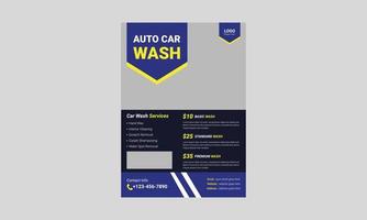 Autowasch-Flyer-Vorlagendesign. reinigungsservice-plakatbroschürendesign. a4 autowasch- und reinigungsservice flyer, cover, broschürendesign, druckvektorvorlage vektor