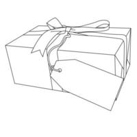 Illustration einer Geschenkbox, die in ein Band mit einem Geschenketikett oder -anhänger eingewickelt ist. weihnachtsgeschenke, weihnachten, neujahr, feier, valentinstag und geburtstagsausgaben lokalisiert auf weißem hintergrund. spezielles Geschenk vektor