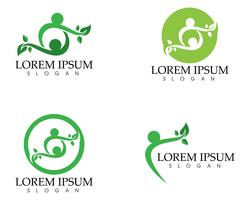 folk blad grön natur hälsa logotyp och symboler vektor