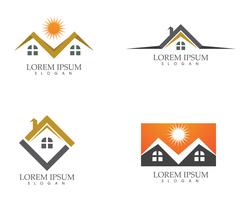 Eigentum und Bau Logo-Design für Geschäftsunternehmenszeichen vektor