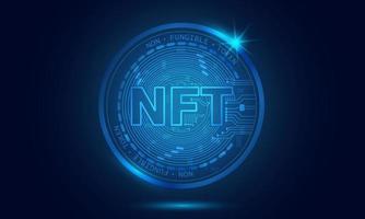 nicht fungibles token nft-konzept. abstrakter futuristischer blauer technologiehintergrund. vektor