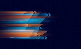 orange und blaue lichtgeschwindigkeit abstrakter hintergrund. digitales bewegungs-hi-tech-designkonzept. vektor