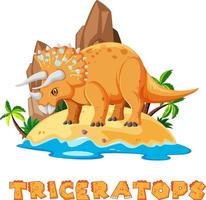 Triceratops, der auf der Insel steht vektor