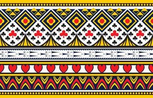 ethnisches Design rotes Herz blaues quadratisches Muster. Chevron-Kunstdesign, Volksstickerei. aztekischer geometrischer kunstverzierungsdruck. design für teppich, tapete, kleidung, verpackung, stoff, abdeckung. vektor