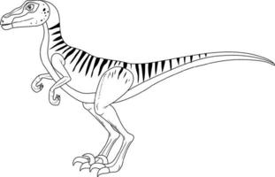 velociraptor dinosaurie doodle kontur på vit bakgrund vektor