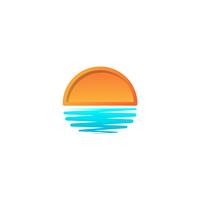strand solnedgång logo design vektor ikon element, solnedgång logotyp koncept