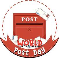 världspostdagens logotyp med brevlåda och kuvert vektor