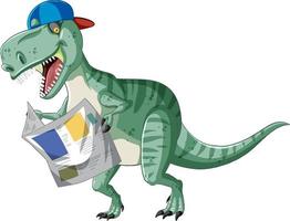 tyrannosaurus rex liest zeitung im cartoon-stil vektor