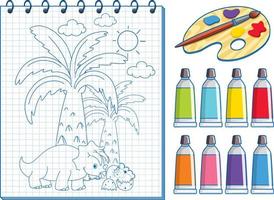 en anteckningsbok med en doodle-skissdesign och akvarell vektor