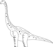 Brachiosaurus-Dinosaurier-Doodle-Umriss auf weißem Hintergrund vektor