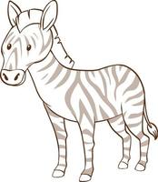 Zebra im einfachen Doodle-Stil auf weißem Hintergrund vektor