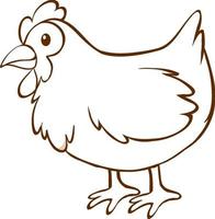 Huhn im einfachen Doodle-Stil auf weißem Hintergrund vektor