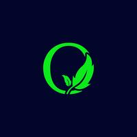 bokstav q blad natur, miljögrön logotyp mall vektor isolerad