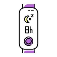 fitness tracker med sömntidsindikation färgikon. en hälsosam livsstil för att övervaka nattvilan. friskvårdsapparat med relaxperiodkontroll. isolerade vektor illustration