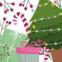 Weihnachtsbaumgeschenke und Süßigkeiten vektor