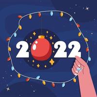 Glühbirnen Lichter und 2022 Jahr vektor