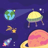 Ufos und Planeten vektor