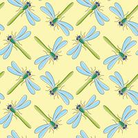 Dragonfly vektor sömlöst mönster för textil design, tapeter, papper