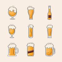 ikoner med gyllene öl vektor