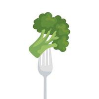 isolerade broccoli på gaffel vektor design