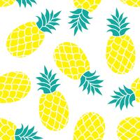 Ananas vektor bakgrund. Sommarfärgat tropiskt textiltryck.