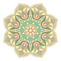 Vektor Mandala. Orientalisches dekoratives Element. Islamische, arabische, indische, türkische, pakistanische, chinesische, osmanische Motive. Ethnische Designelemente. Handgezeichnete Mandala. Buntes Mandalasymbol für Ihr Design.