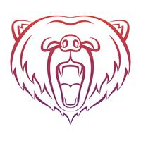 Brüllende Bärensymbol isoliert auf weißem Hintergrund. Bär Logo Vorlage, Tattoo-Design, T-Shirt drucken. Kontur-Logo für wilde Tiere. vektor