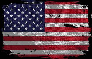Grunge-Textur der amerikanischen Flagge auf schwarzem Hintergrund vektor