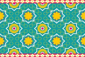 färgglada marocko etniska motiv sömlösa mönster med natur traditionell bakgrundsdesign för matta, tapeter, kläder, inslagning, batik, tyg, vektor illustration broderi stil.