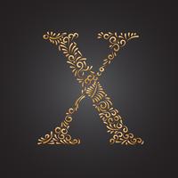 Goldener dekorativer mit Blumenbuchstabe X vektor