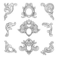 viktorianisches barockes dekoratives ornamentset vektor