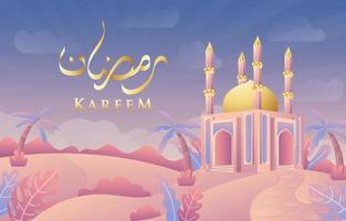 ramadan kareem med moské illustration koncept vektor
