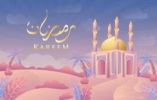 ramadan kareem mit moscheeillustrationskonzept vektor