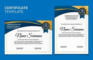 blå och guld certifikat för prestationer för seminarieuniversitetsmallar vektor