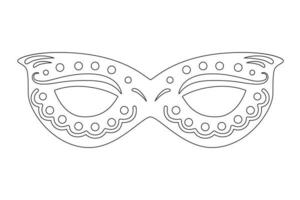 karneval mask lineart vektorillustration. förklädnadskontur målarbok. festivaldräktelement. vektor