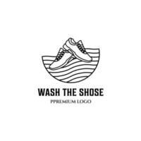 tvätta sko linjekonst design vektor ikon logotyp minimalistisk illustration
