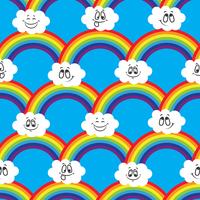 Regenbogen, weiße Wolken von Emoticons. Ein nahtloses Muster für Ihre Ideen. vektor