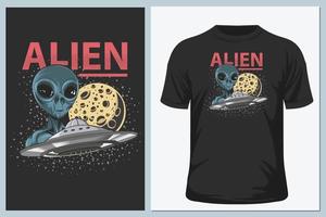 utomjording och ufo t-shirt vektor