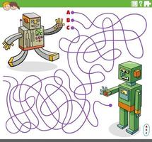 Labyrinth-Spiel-Puzzle mit Cartoon-Roboterfiguren vektor