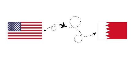 flyg och resor från USA till Bahrain med passagerarflygplan vektor