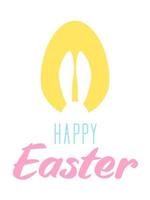 Fröhliche Osterkarte oder Poster mit niedlichem Ei und Hasenohren Silhouette auf pastellfarbenem Hintergrund. einfaches minimalistisches Design. Vektor