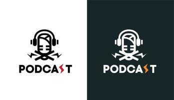 minimalistisches Podcast-Logo mit Stromspritzer, einfaches Logo für Marke und Unternehmen