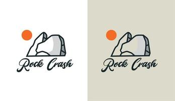 vektor rock cliff med solnedgång minimalistisk enkel logotyp perfekt för alla märken och företag